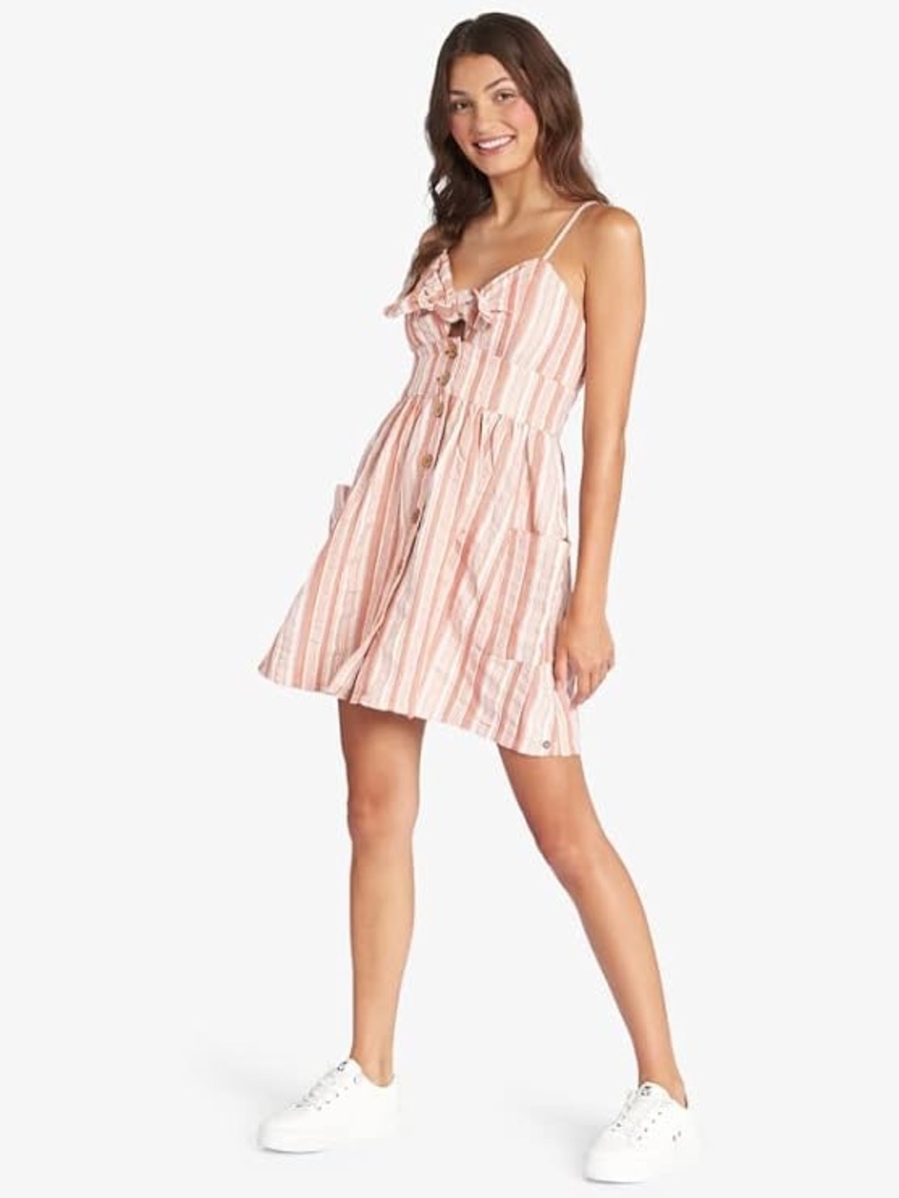 NWOT - Roxy Under the Cali Sun Button-Front Dress in Baked Clay Stripe - Size L